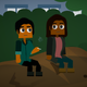 Rose and Jackie sit on a rock after Jackie’s slam poetry performance.